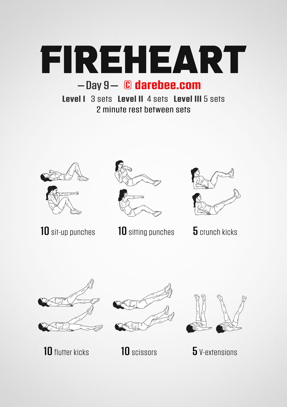 Fireheart - No-Equipment Fitness Program by DAREBEE