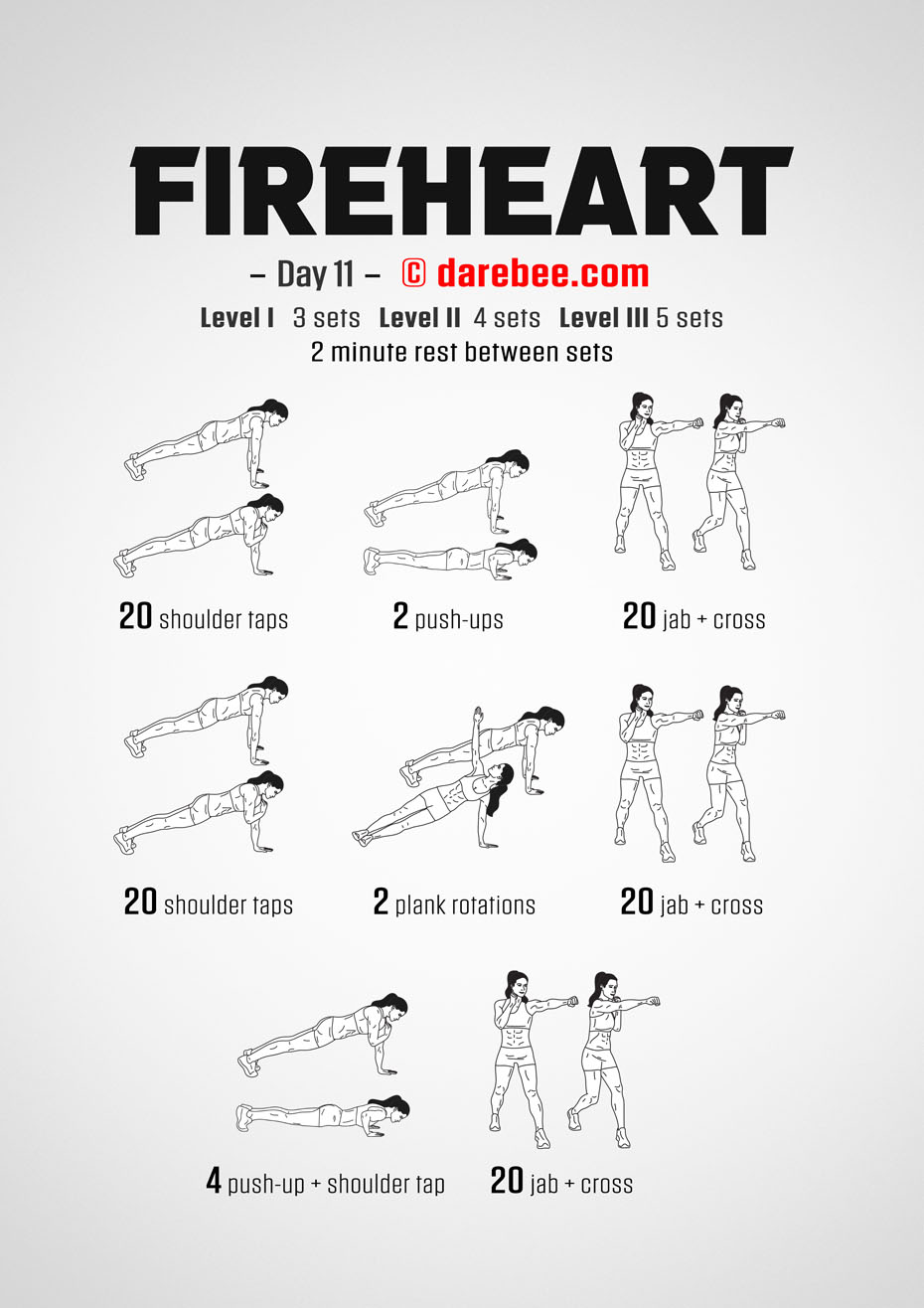 Fireheart - No-Equipment Fitness Program by DAREBEE