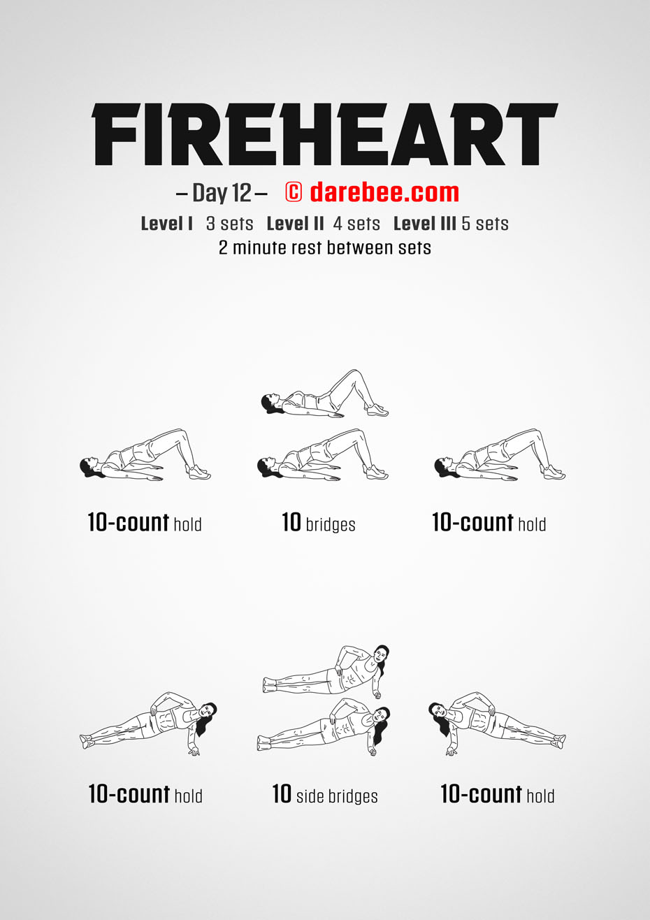 Fireheart - No-Equipment Fitness Program by DAREBEE