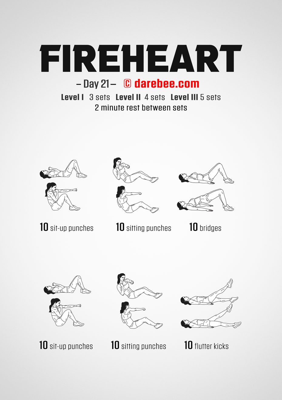 Fireheart - No-Equipment Fitness Program by DAREBEE