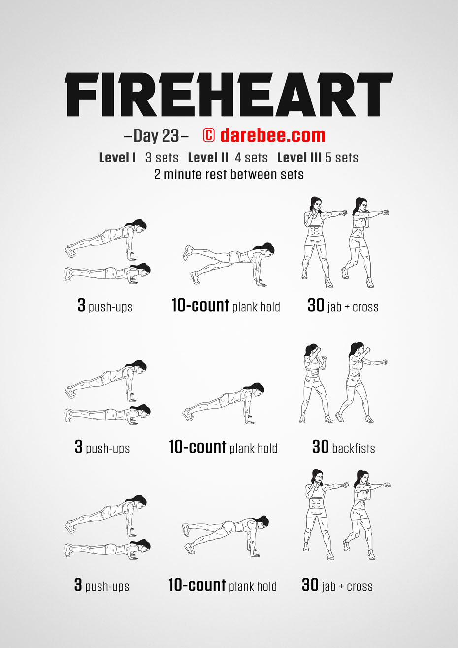 Fireheart - No-Equipment Fitness Program by DAREBEE