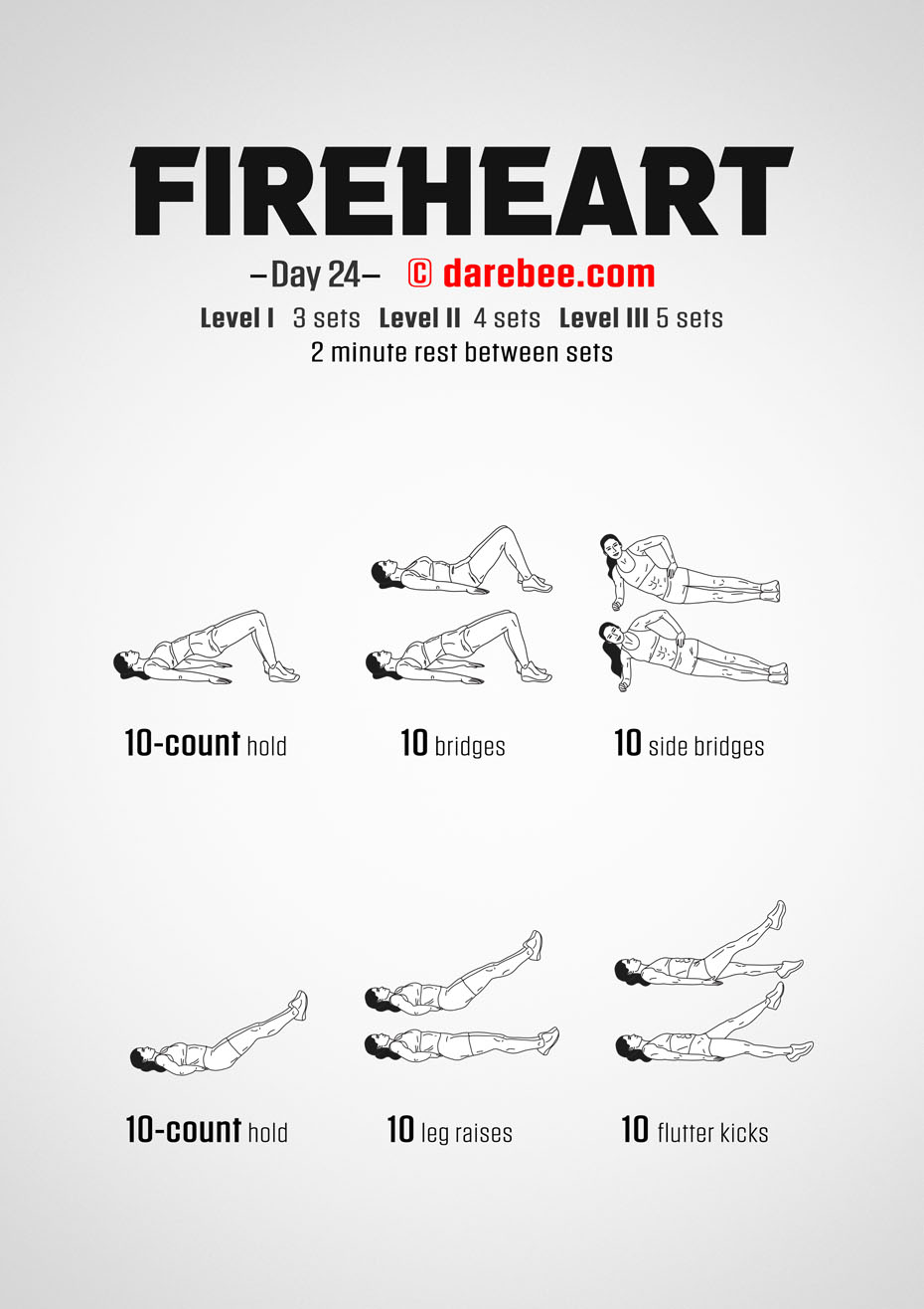 Fireheart - No-Equipment Fitness Program by DAREBEE