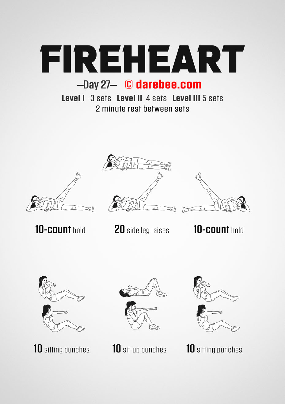 Fireheart - No-Equipment Fitness Program by DAREBEE