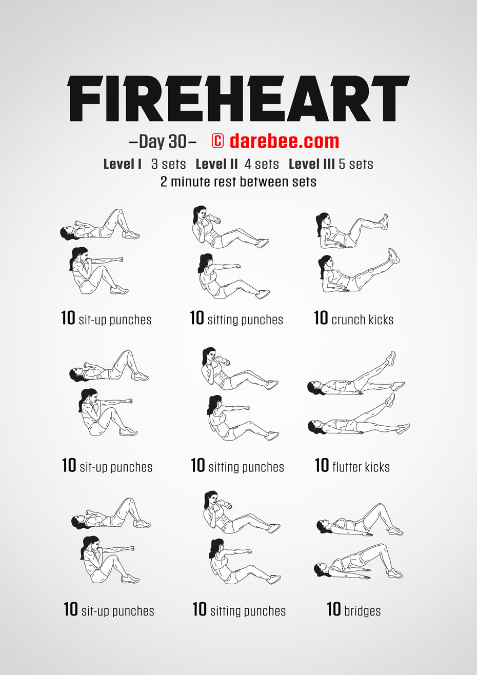 Fireheart - No-Equipment Fitness Program by DAREBEE