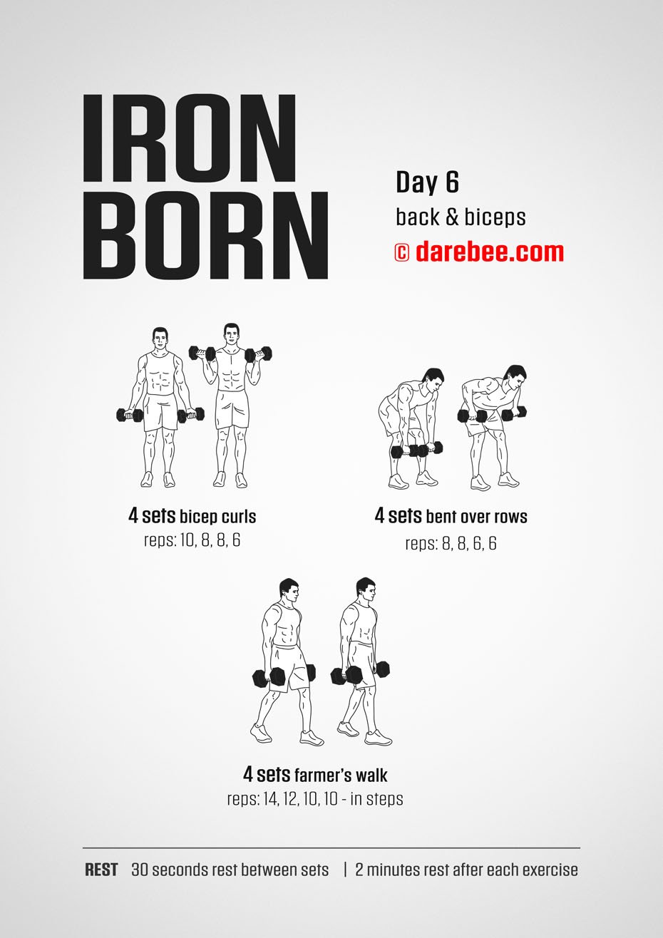 IRONBORN - 30 Day Muscle Definition Dumbbell Program by DAREBEE