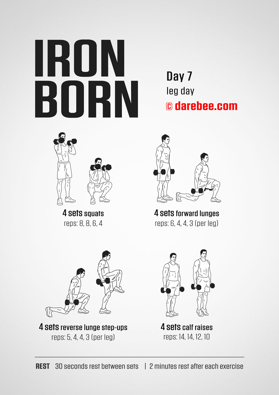 IRONBORN - 30 Day Muscle Definition Dumbbell Program by DAREBEE