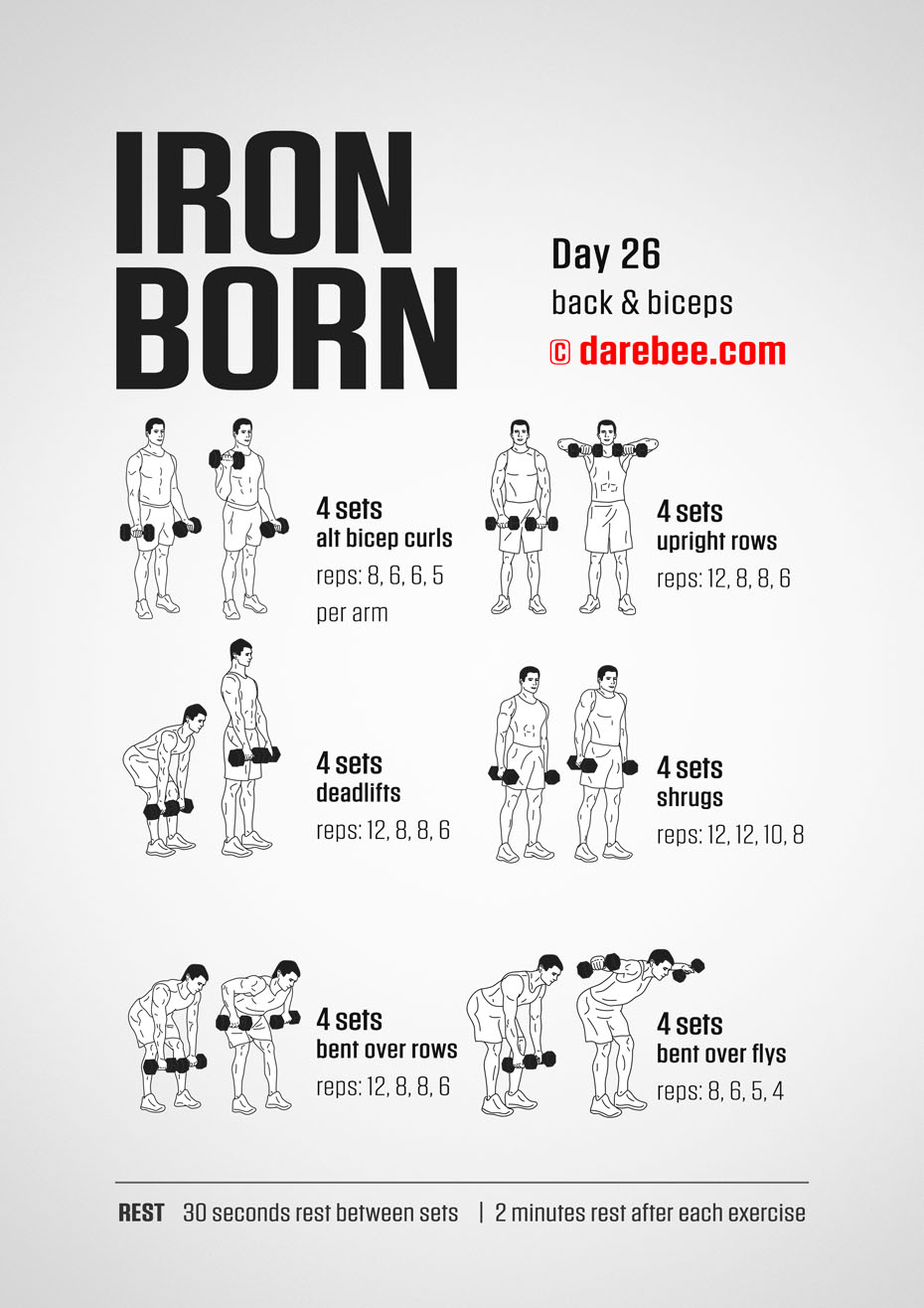 IRONBORN - 30 Day Muscle Definition Dumbbell Program by DAREBEE