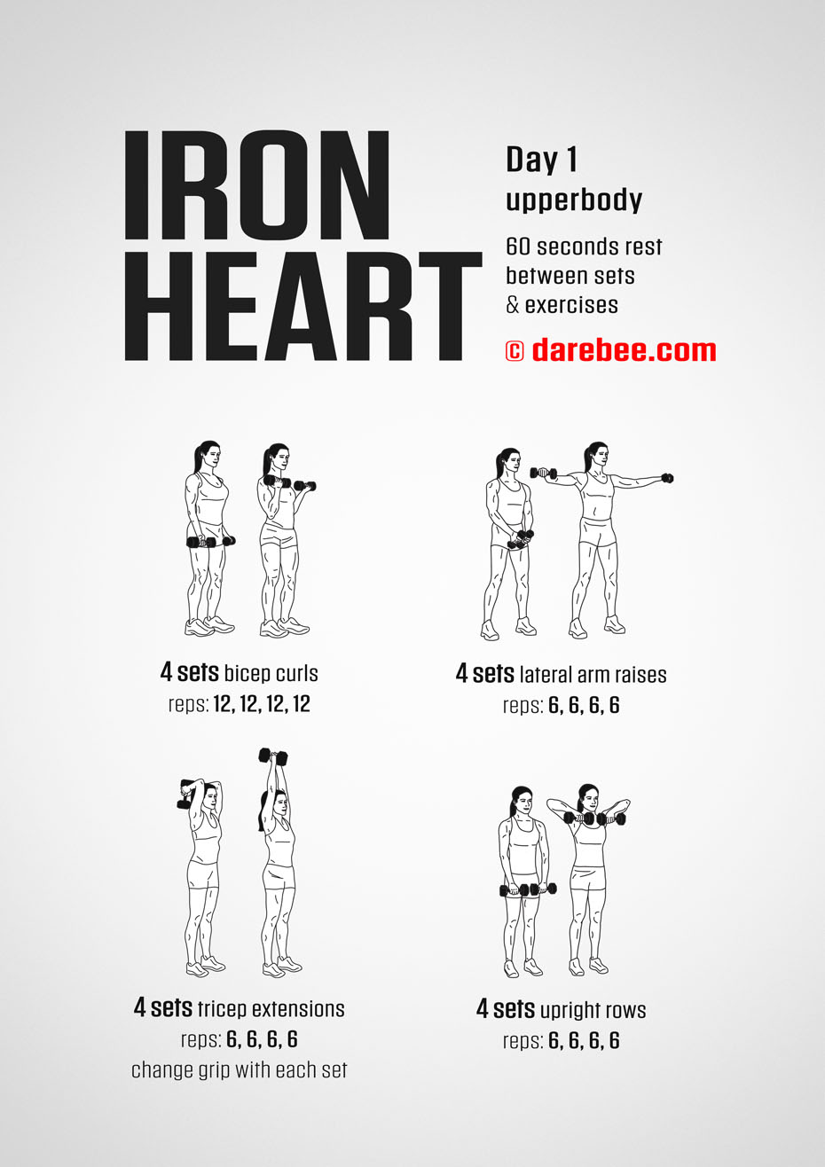 Ironheart - 30 Day Muscle Definition Dumbbell Program by DAREBEE