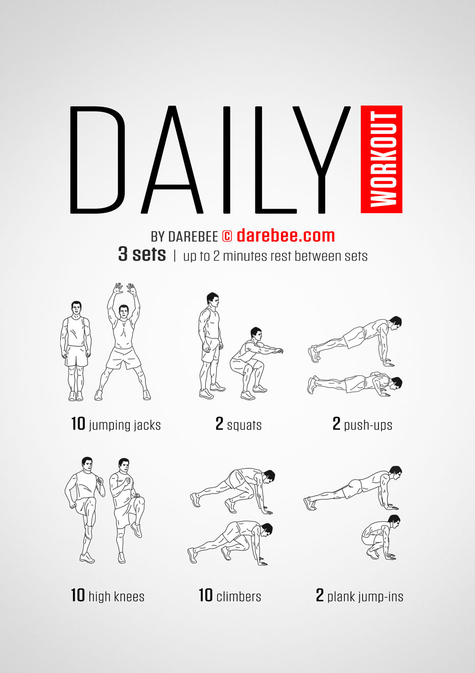 Easy Daily Workout is a DAREBEE home fitness, no-equipment workout you can do every day. 