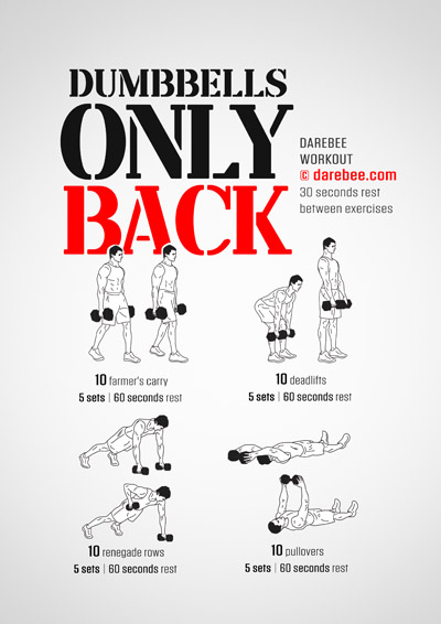 Dumbbells Only Back is a DAREBEE home fitness dumbbells workout that utilizes a pair of dumbbells to target back muscles strength.