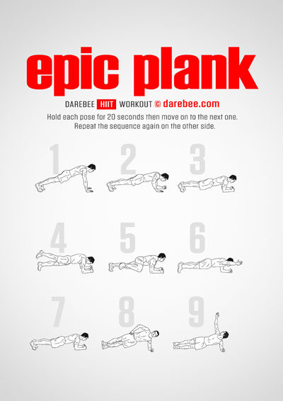 Epic Plank is a Darebee home-fitness workout that targets your core as well as the other abdominal groups that deliver overall stronger abdominal muscles.