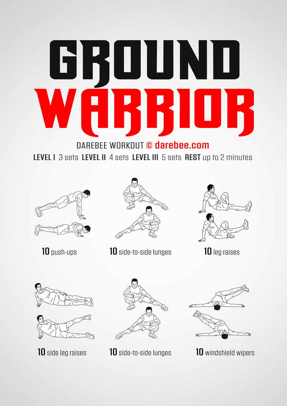 Ground Warrior is a DAREBEE no-equipment home fitness home workout that targets the entire body to help you increase the control you have over it.