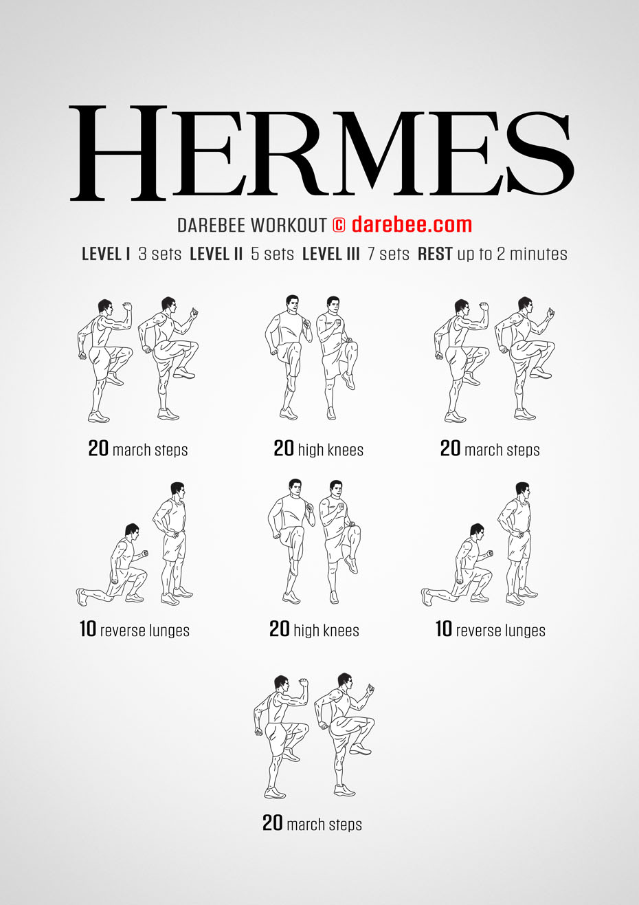 Hermes is a speed and aerobic fitness Darebee home workout