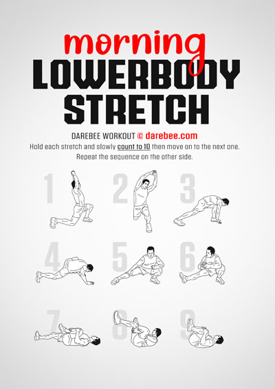 Morning Lowerbody Stretch is a DAREBEE no-equipment home fitness workout that helps you remain agile, flexible and mobile. 