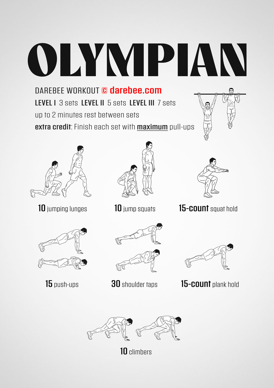 Olympian is a DAREBEE home-fitness, total body strength and tone workout that will make you feel stronger and be healthier in the shortest time possible.