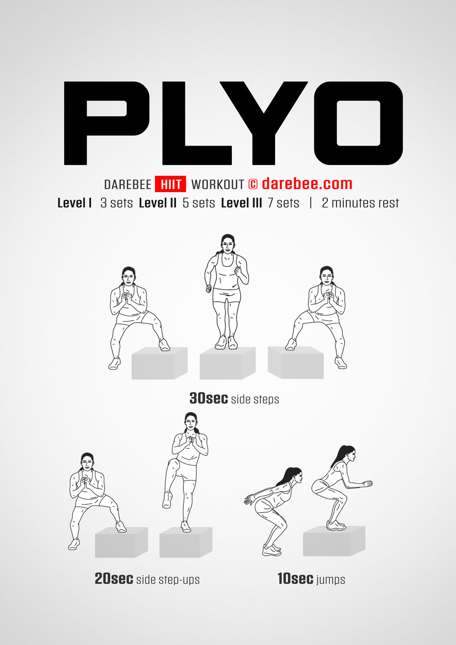 Plyo HIIT is a DAREBEE home fitness lower body strength and agility workout that helps you develop the kind of strength and agility you had as a kid.