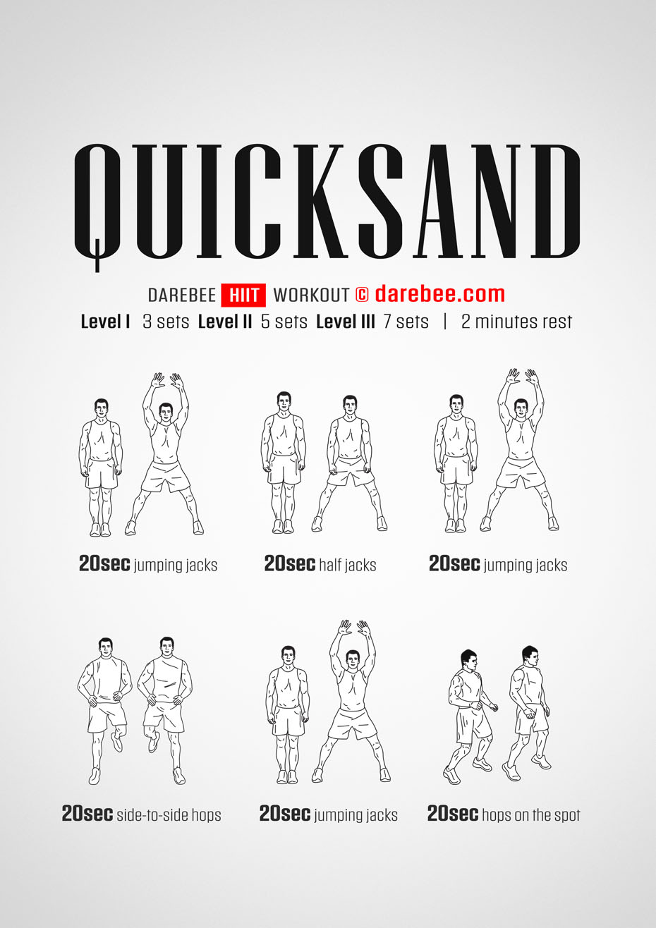 Quicksand is a Darebee home-fitness HIIT workout that will make you feel stronger and be healthier faster. 