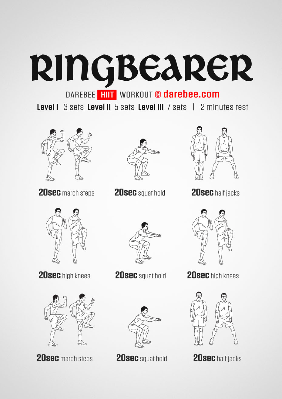 Ringbearer is a Darebee home fitness lower body strength workout that will help you make light of any difficult lower body work.