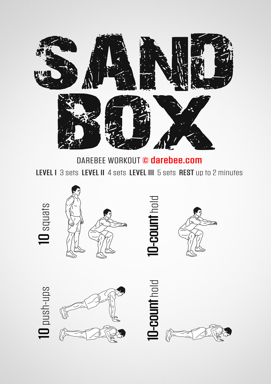 Sandbox is a DAREBEE no-equipment total body total strength workout that will make you stronger.