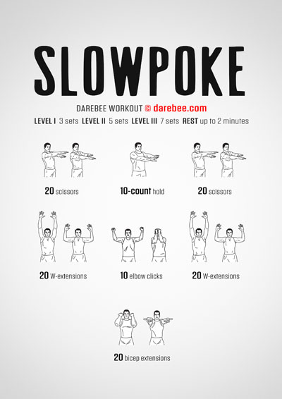 Slowpoke is a low-intensity Darebee home-fitness workout that will not exhaust you but will still get your blood flowing through your body and help bring your body temperature up.