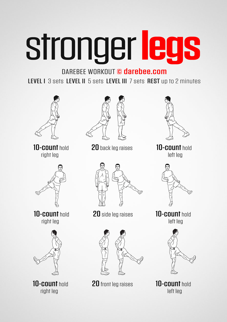 Stronger Legs is a Darebee home-fitness workout that helps you develop really strong legs, at home.