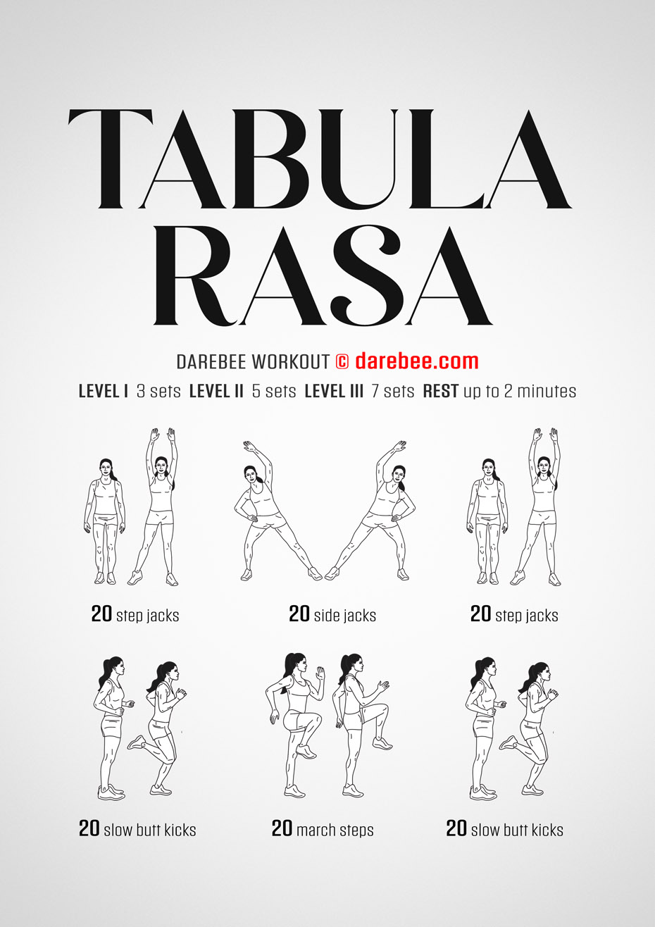 Tabula Rasa is a DAREBEE no-equipment home fitness cardiovascular and aerobic home workout that helps you get fitter.