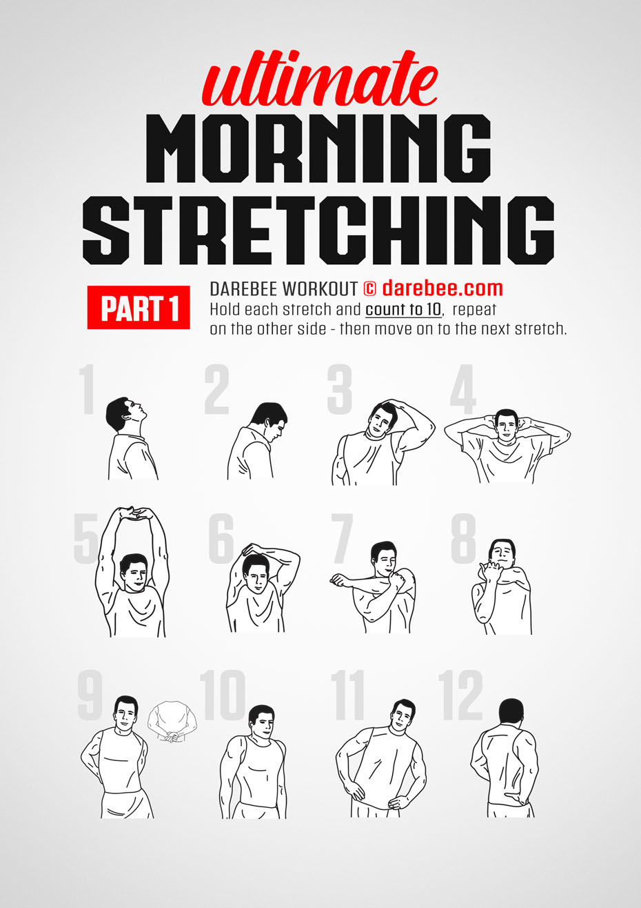 Ultimate Morning Stretching is a DAREBEE no-equipment home fitness morning stretching routine workout that will leave you feeling great after you have done it.