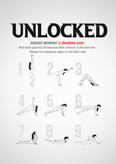 Unlocked is a Darebee home fitness workout that helps your body become more agile, increase its range of movement and help you feel both freer and more in control of your own body.